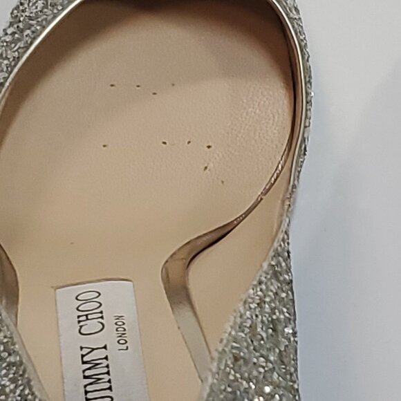 Jimmy Choo Romy Stilletto 85/100mm Champagne Glitter Pointed-Toe Pump - Picture 12 of 16